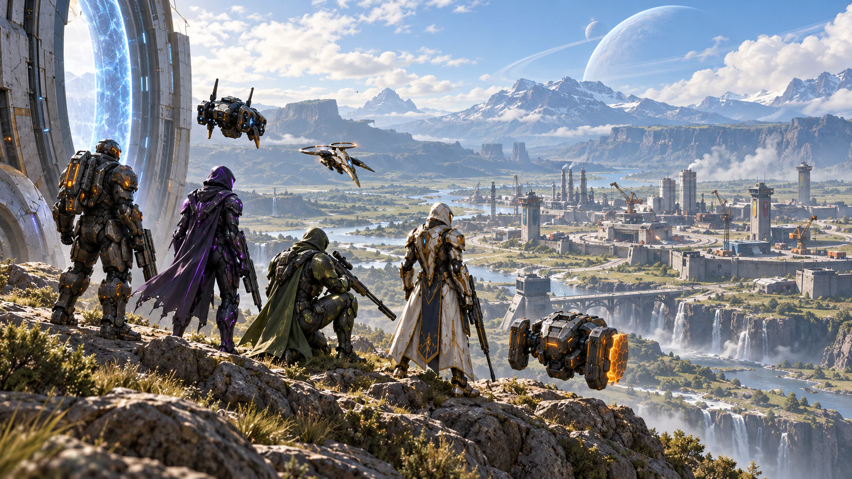 A Starforged Ascendant explorer overlooking an alien world